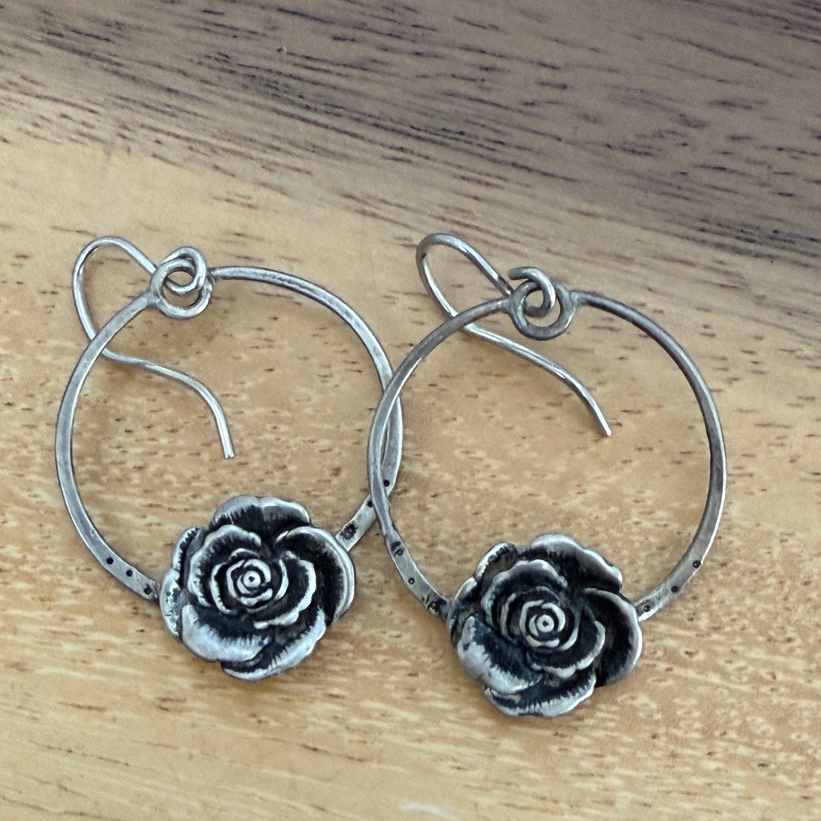 Rose Hoops Sterling Silver