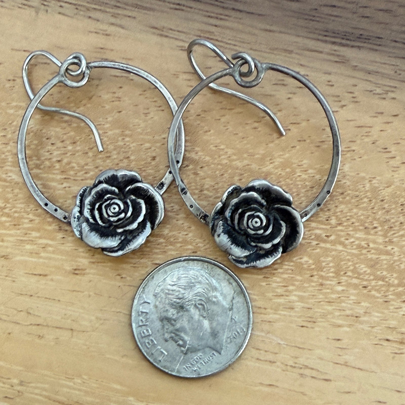 Rose Hoops Sterling Silver