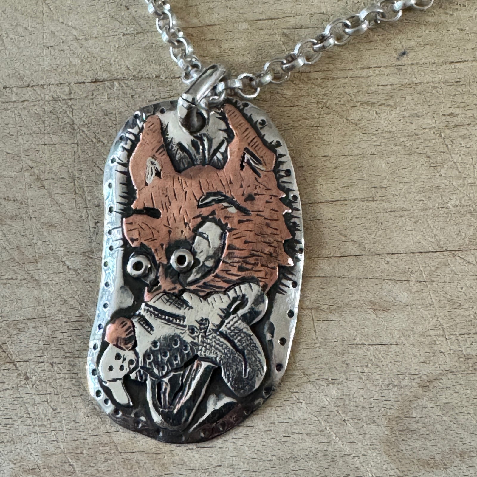 Silver & Copper Wolf Necklace Margaret Sullivan