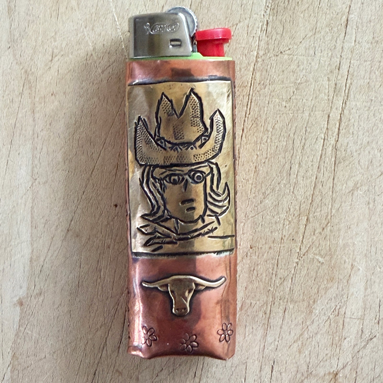 Brass & Copper Lighter - Cowgirl Margaret Sullivan