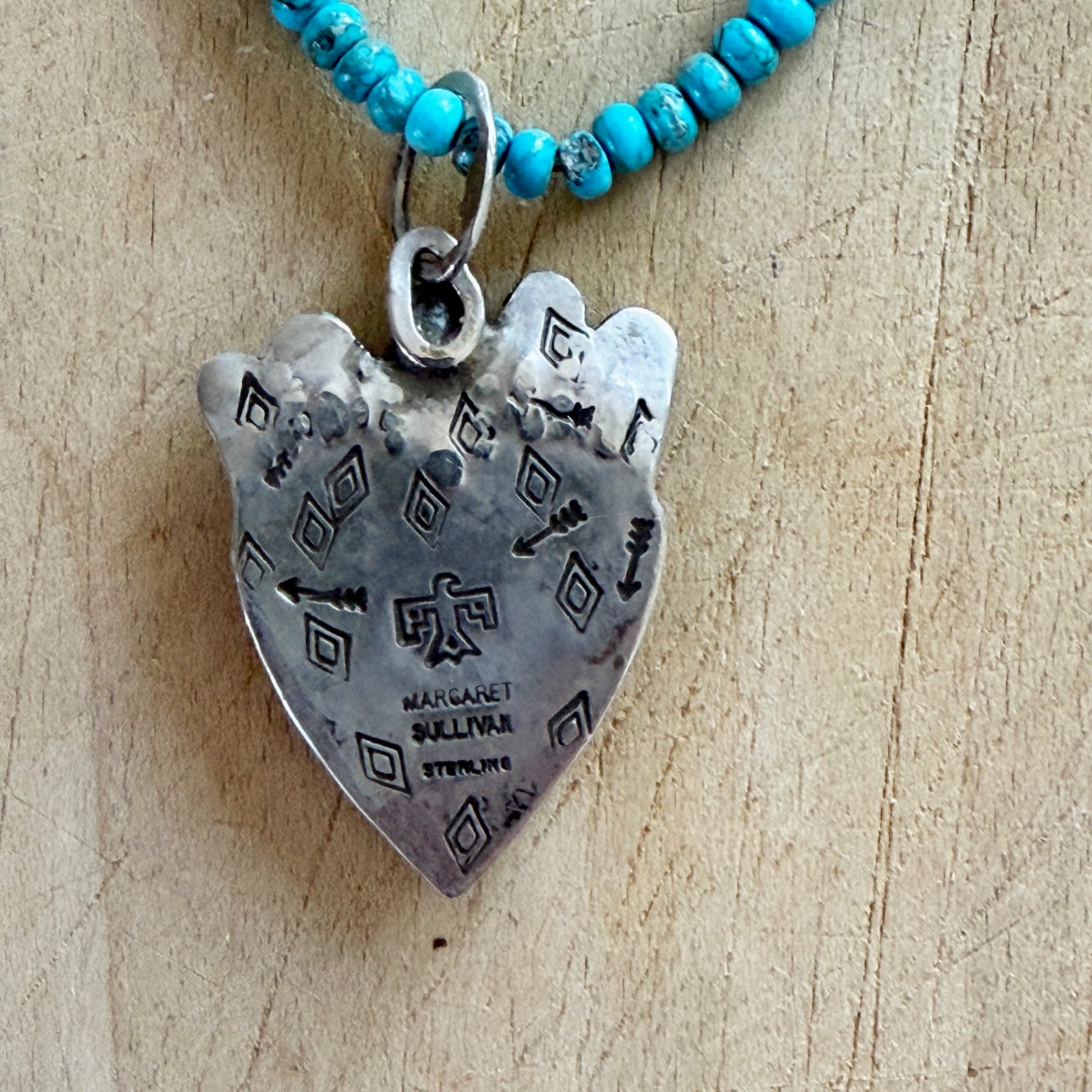 Silver Turquoise Thunderbird Puffy Heart Necklace Margaret Sullivan