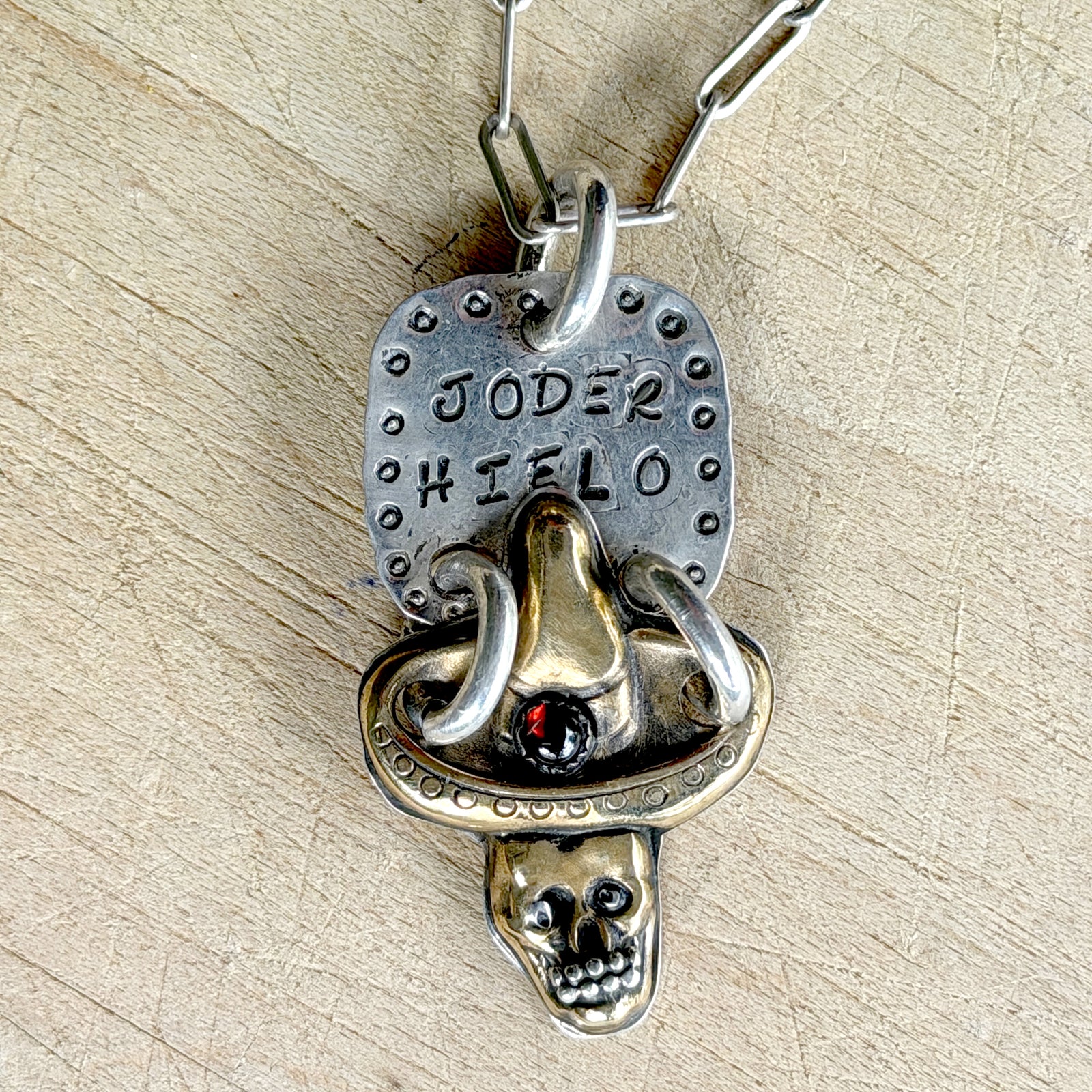 Silver Brass Skull Joder Hielo Necklace Margaret Sullivan
