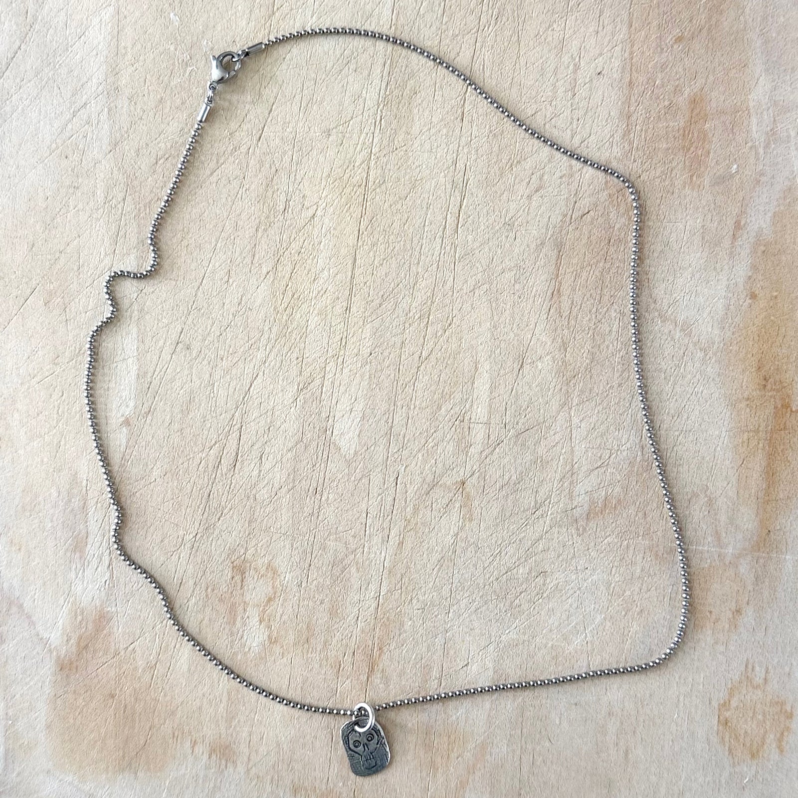 Silver Brass Skull Necklace Margaret Sullivan