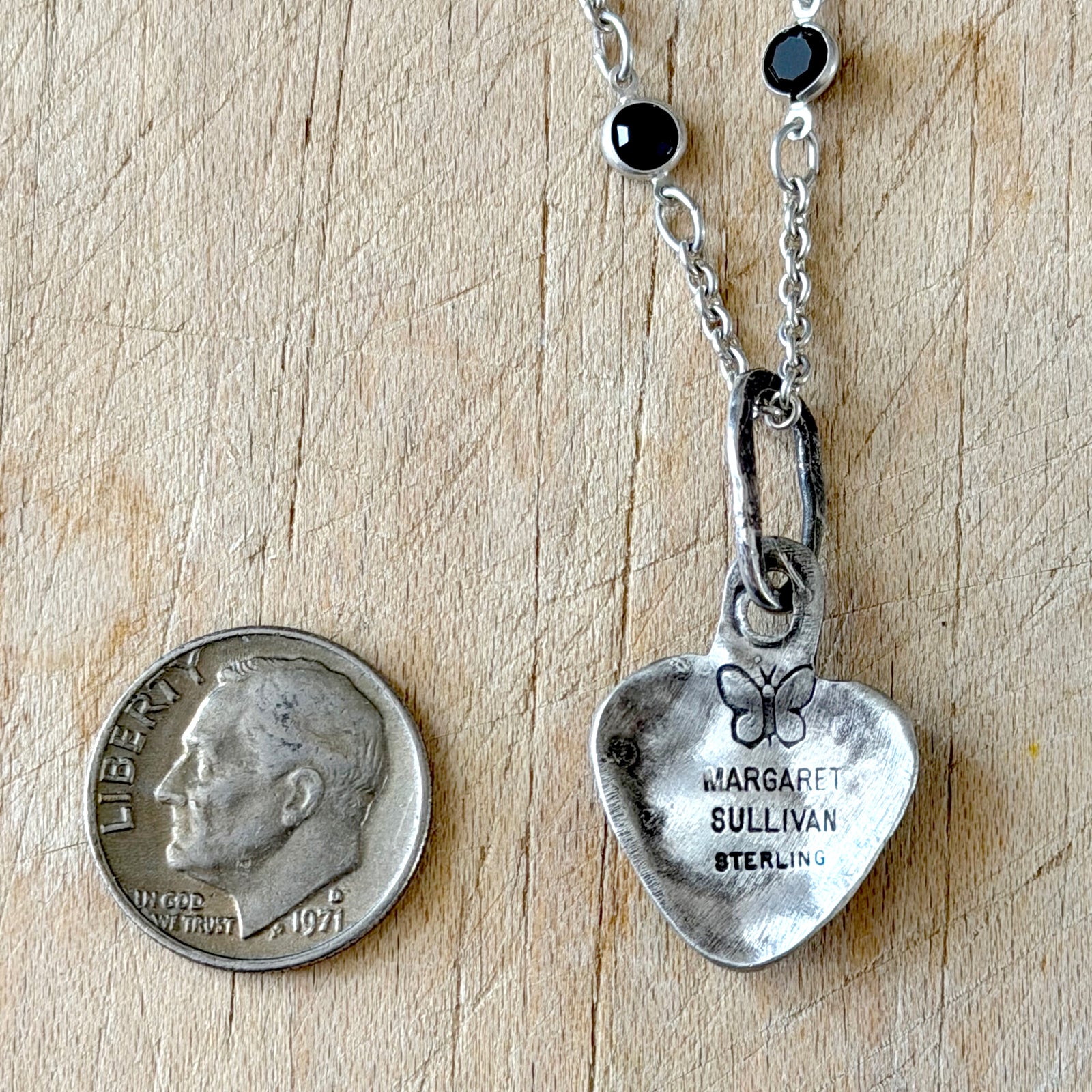 Silver Puffy Skull Heart Necklace Margaret Sullivan