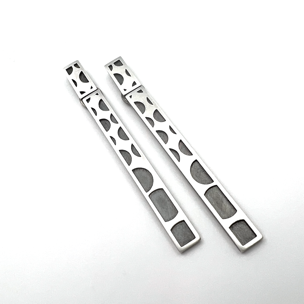 Geo Dot Single Column Double Rectangular Post Dangle (Silver) Erika Novak