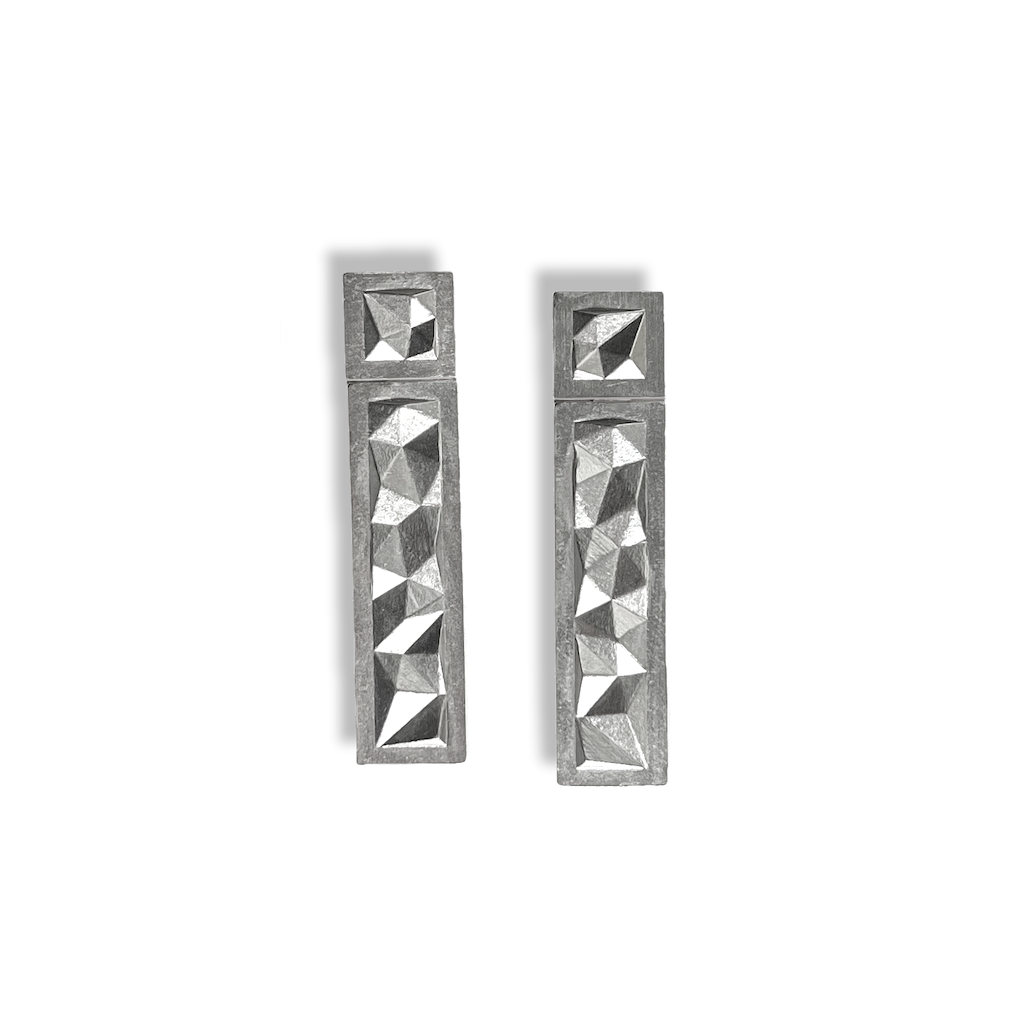 Voronoi Peaks Rectangular Drops Posts Bright Silver Erika Novak