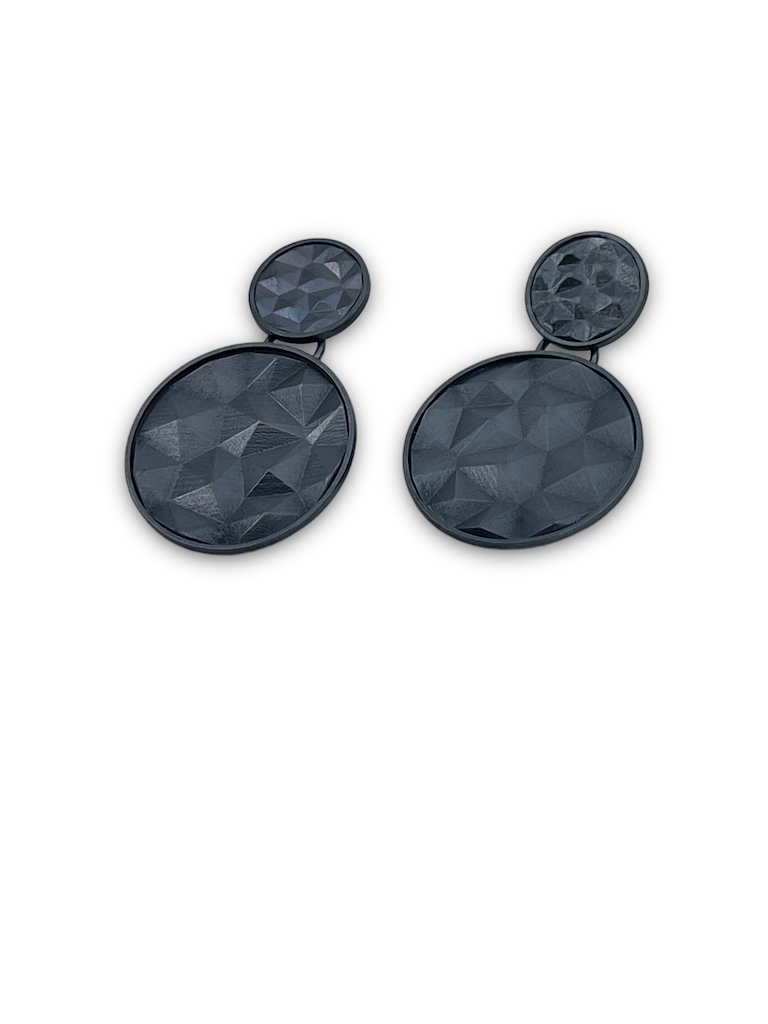 Voronoi Peaks Round Double Drops (Oxidized Silver) Erika Novak