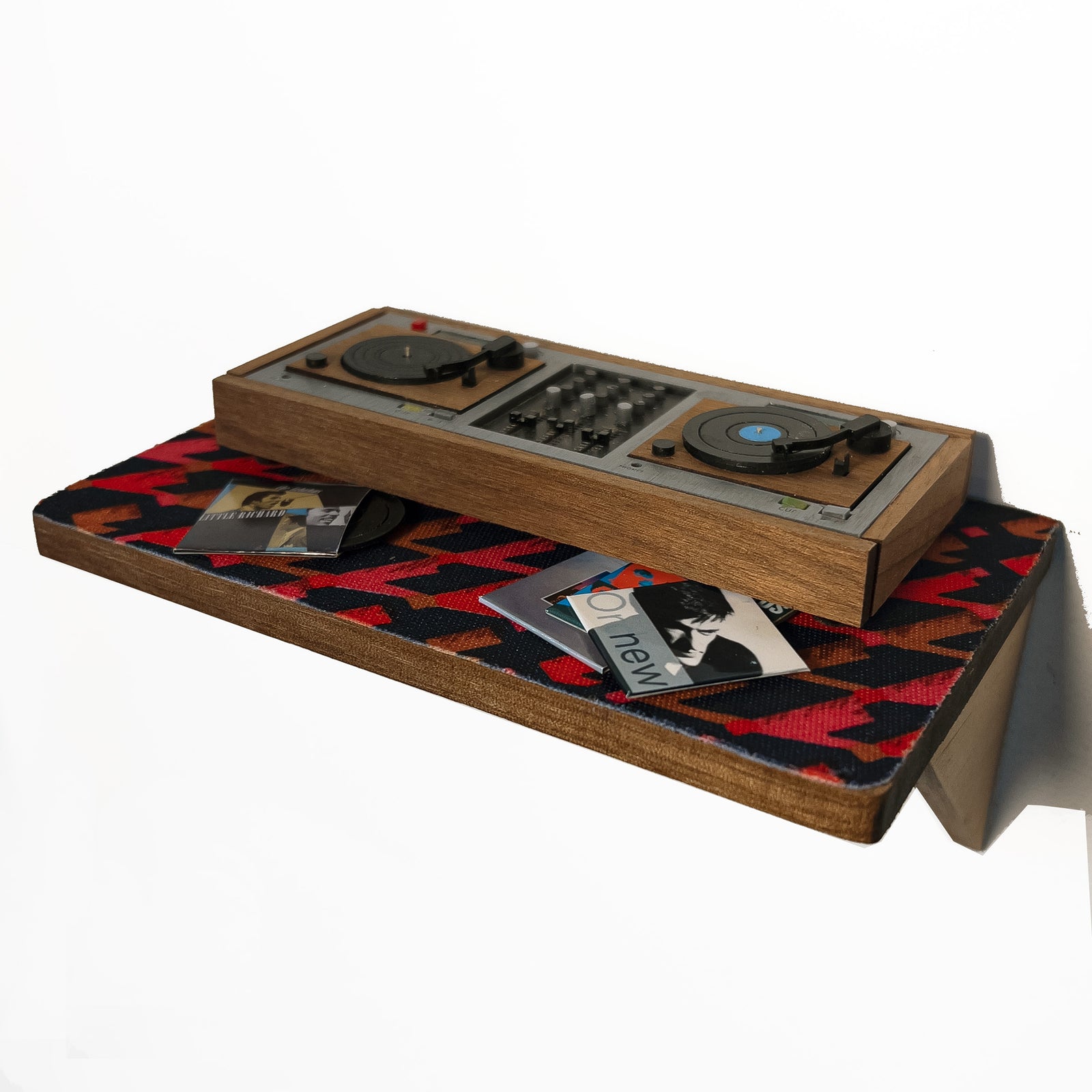 Dual Mixing Board with Albums 1:12 Scale on Shelf Margie Criner