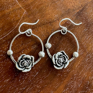 Rose Hoops w/ Silver Dots Earrings Margaret Sullivan