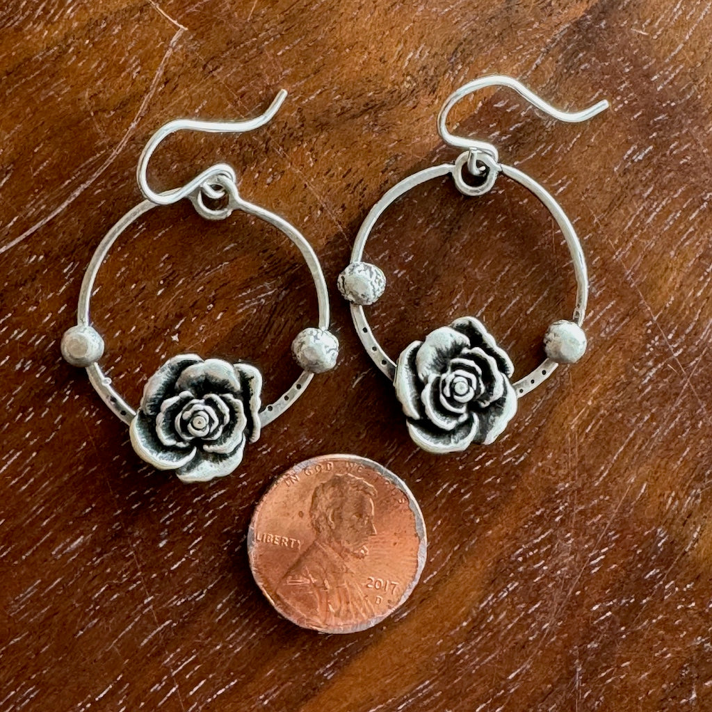 Rose Hoops w/ Silver Dots Earrings Margaret Sullivan