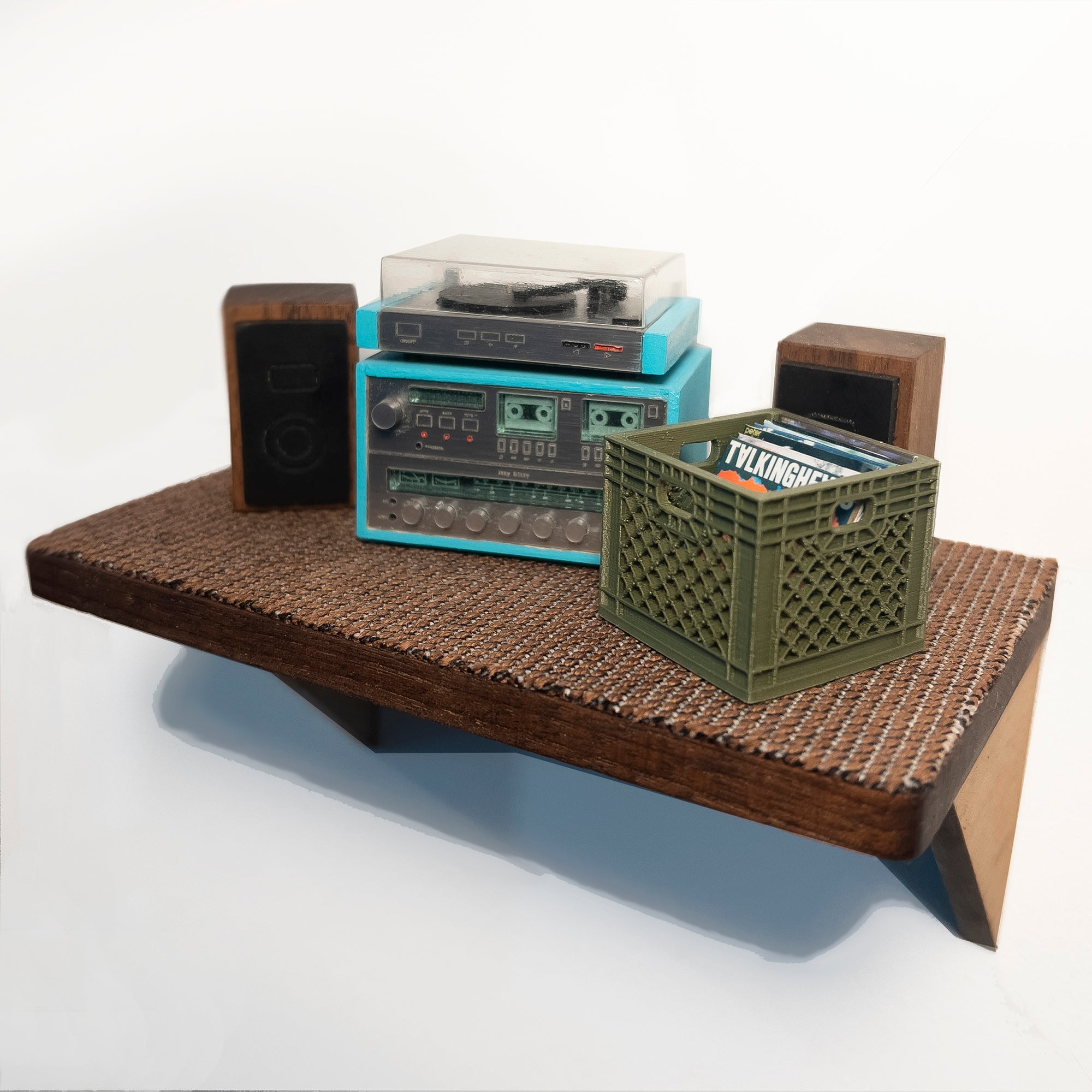 Stereo Stack with Albums 1:12 Scale on Shelf Margie Criner