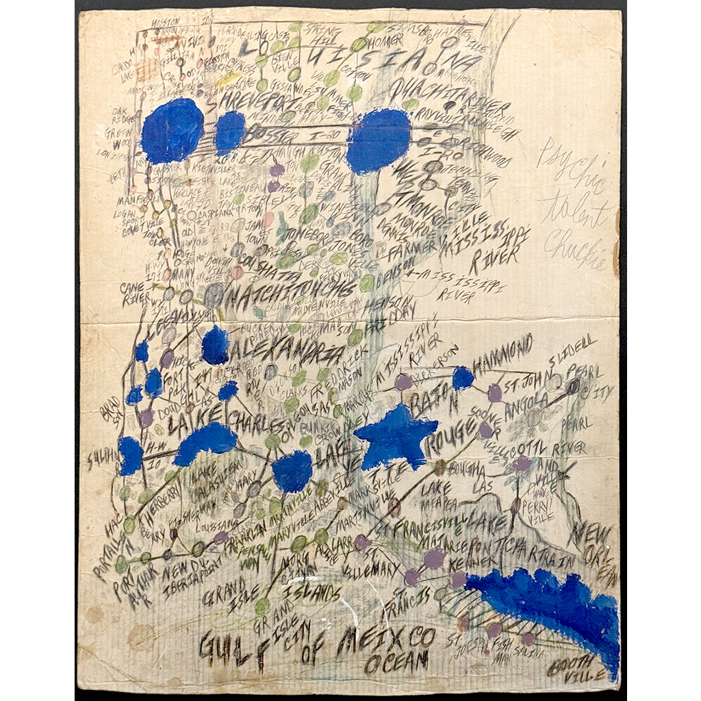 Louisiana Map, painting by Artist Chuckie Williams - Yard Dog Gallery