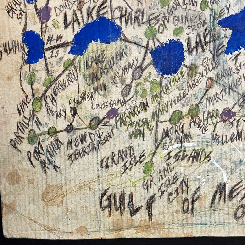 Louisiana Map, painting by Artist Chuckie Williams - Yard Dog Gallery
