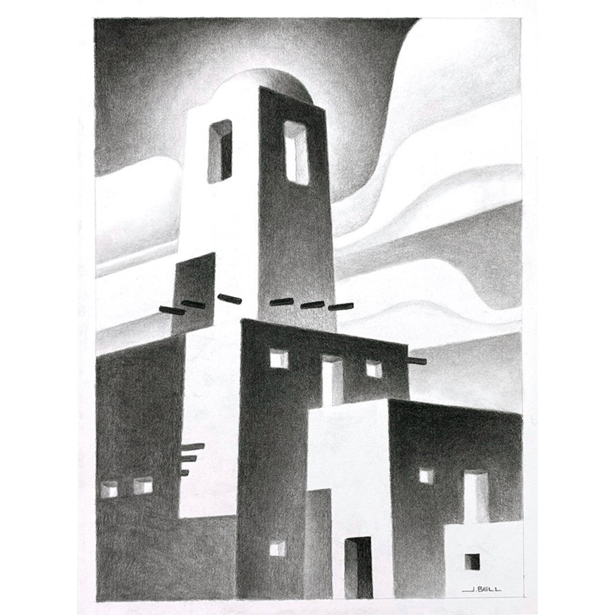 Pueblo Graphite - Unframed Print John Bell