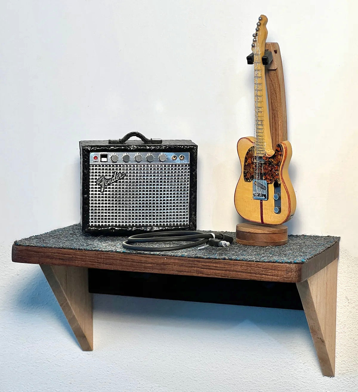 MadCat Telecaster, Amp, & Cord 1:12 Scale on Shelf Margie Criner