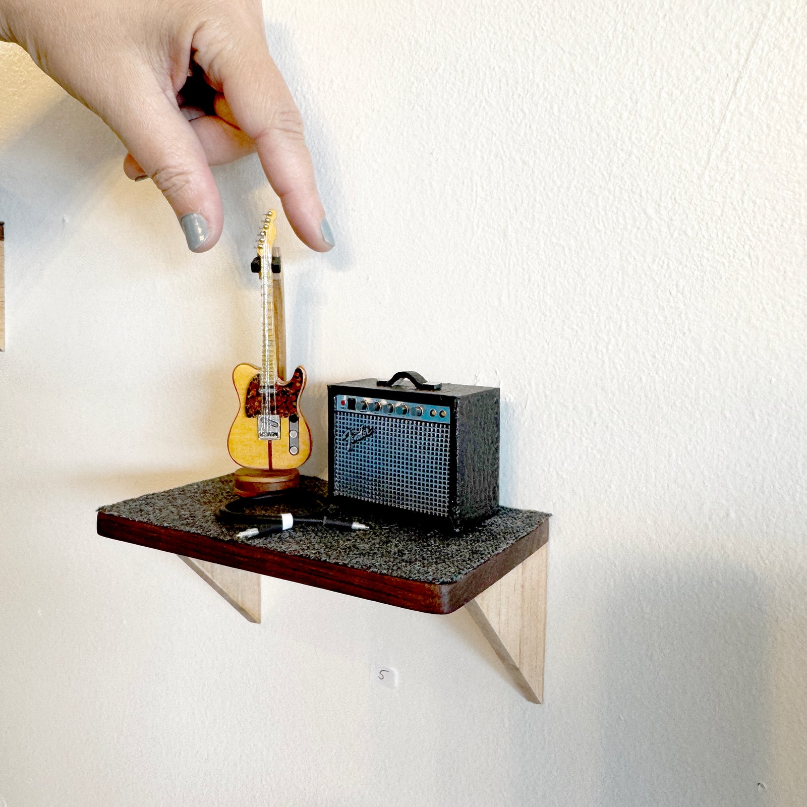 MadCat Telecaster, Amp, & Cord 1:12 Scale on Shelf Margie Criner