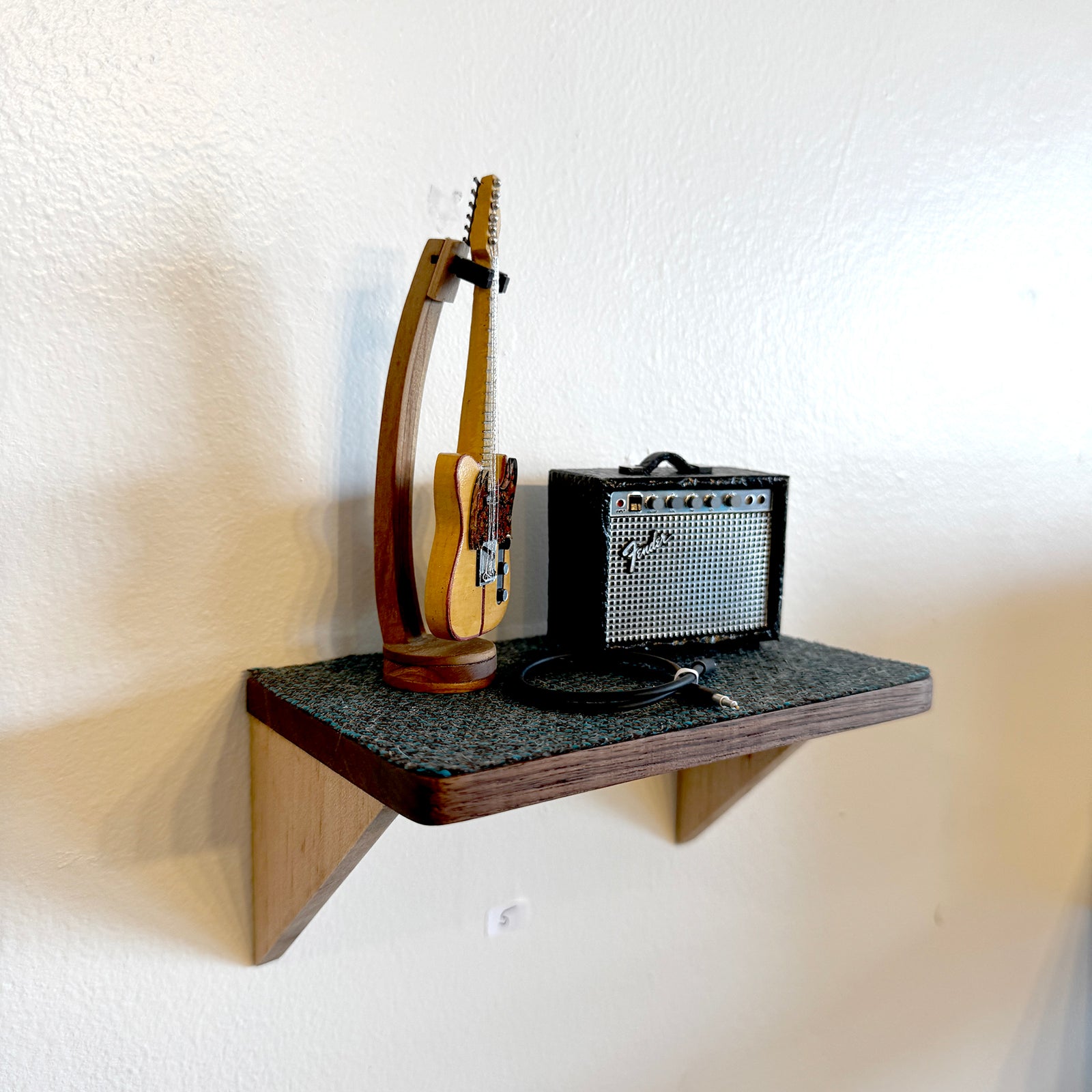 MadCat Telecaster, Amp, & Cord 1:12 Scale on Shelf Margie Criner