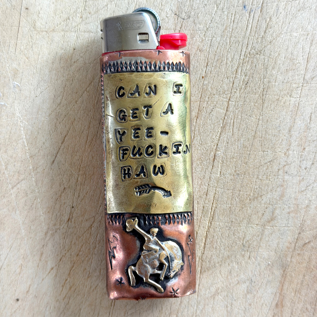 Brass &amp; Copper Lighter - Yee-Fuckin' Haw Margaret Sullivan