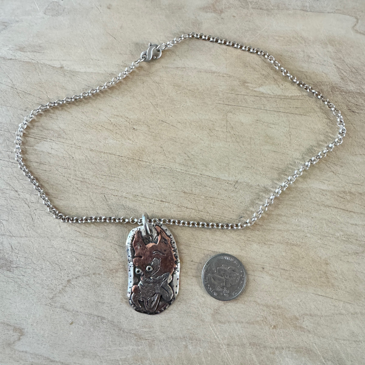 Silver & Copper Wolf Necklace Margaret Sullivan