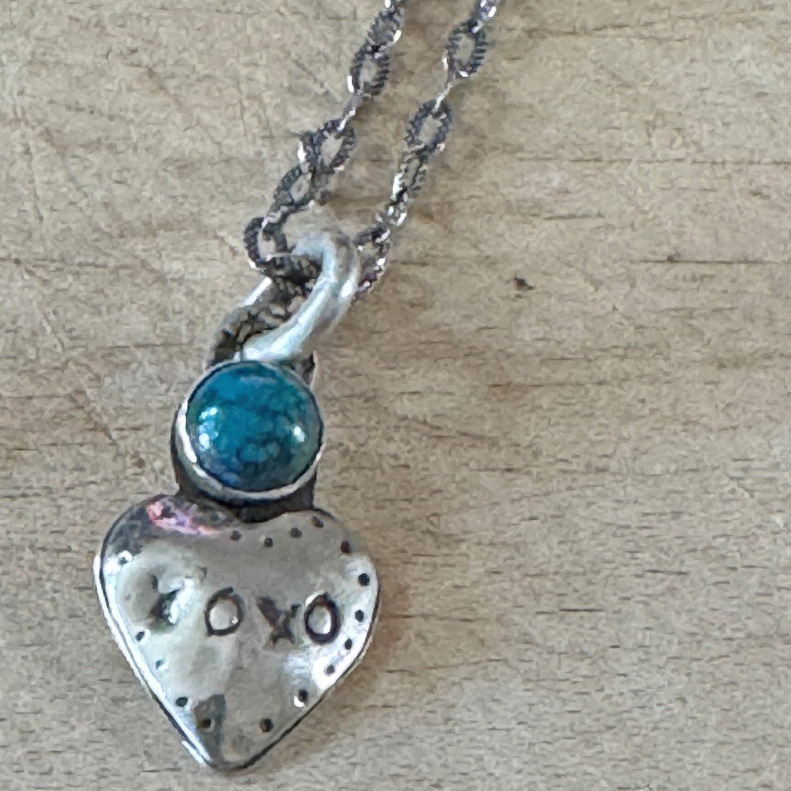 XOXO Silver Turquoise Heart Necklace Margaret Sullivan