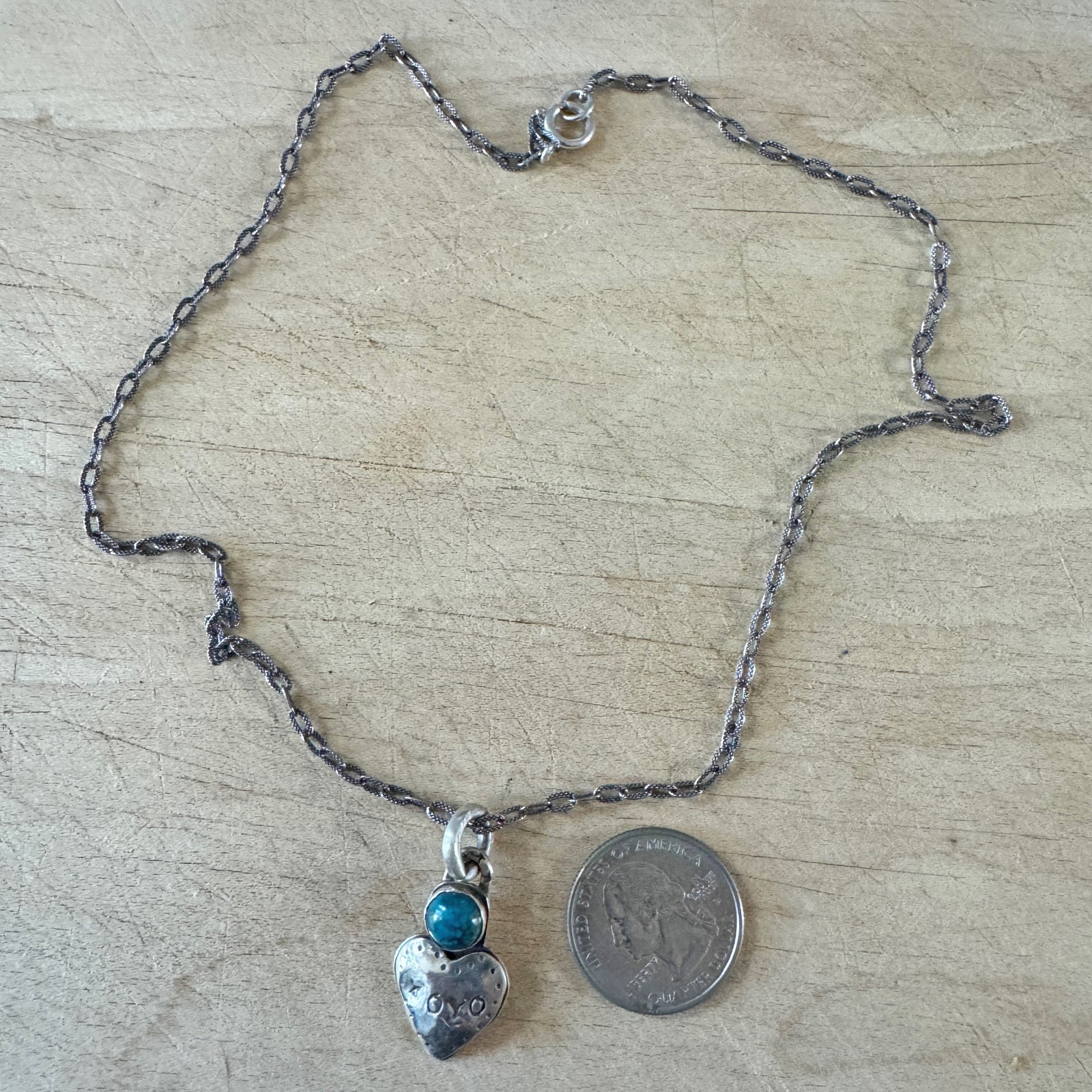 XOXO Silver Turquoise Heart Necklace Margaret Sullivan