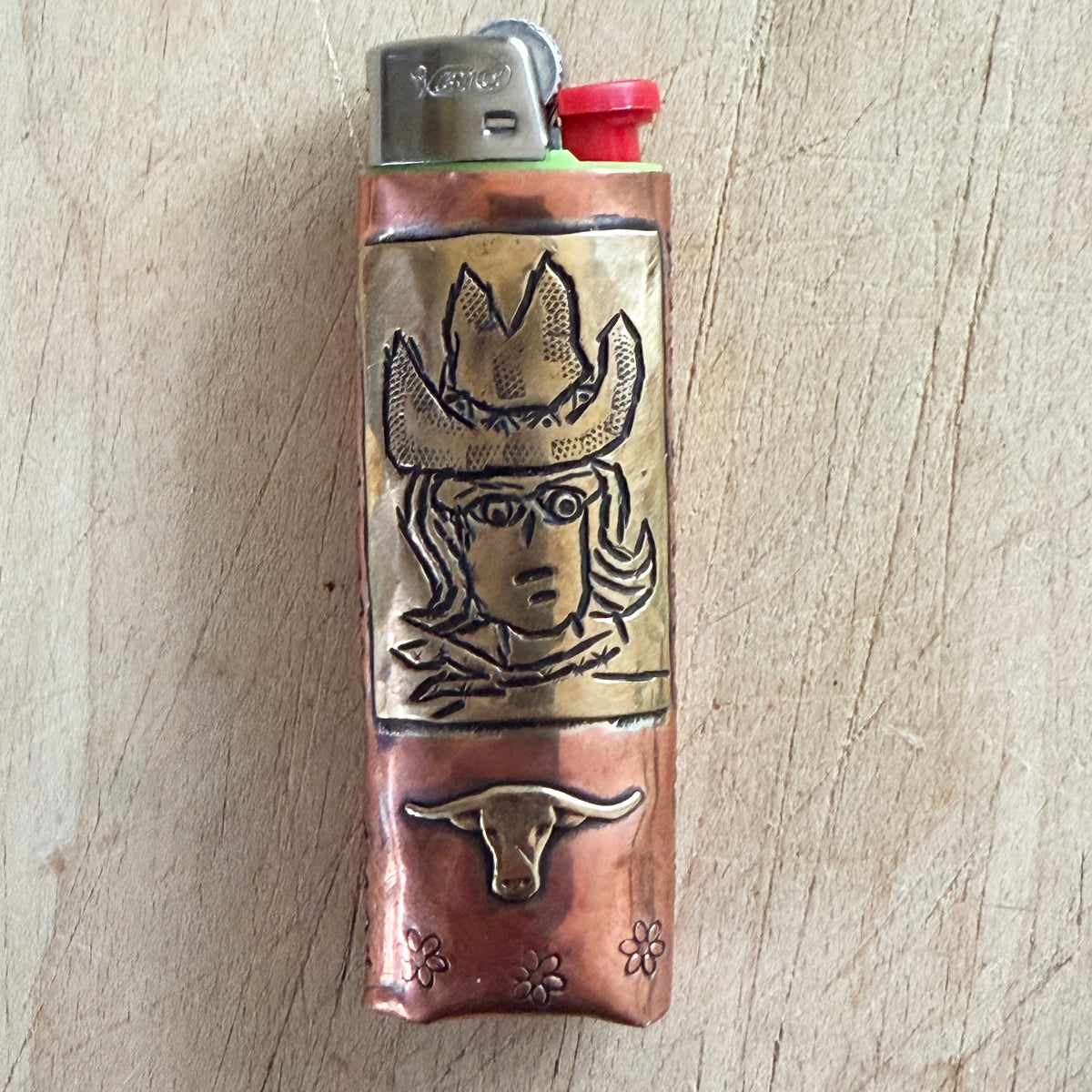 Brass &amp; Copper Lighter - Cowgirl Margaret Sullivan