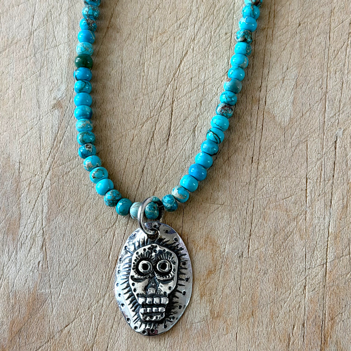 Silver Turquoise Sugar Skull Necklace Margaret Sullivan