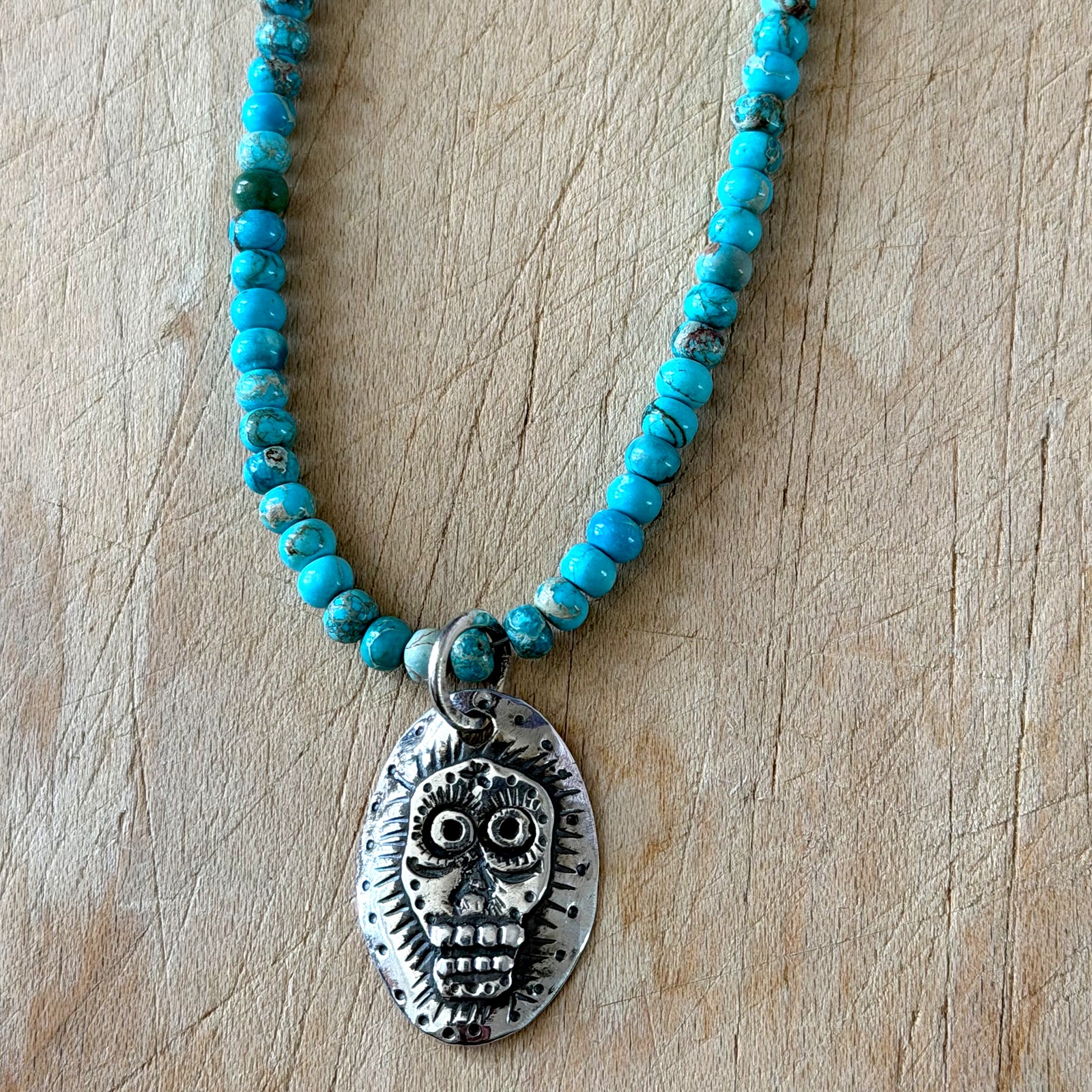 Silver Turquoise Sugar Skull Necklace Margaret Sullivan