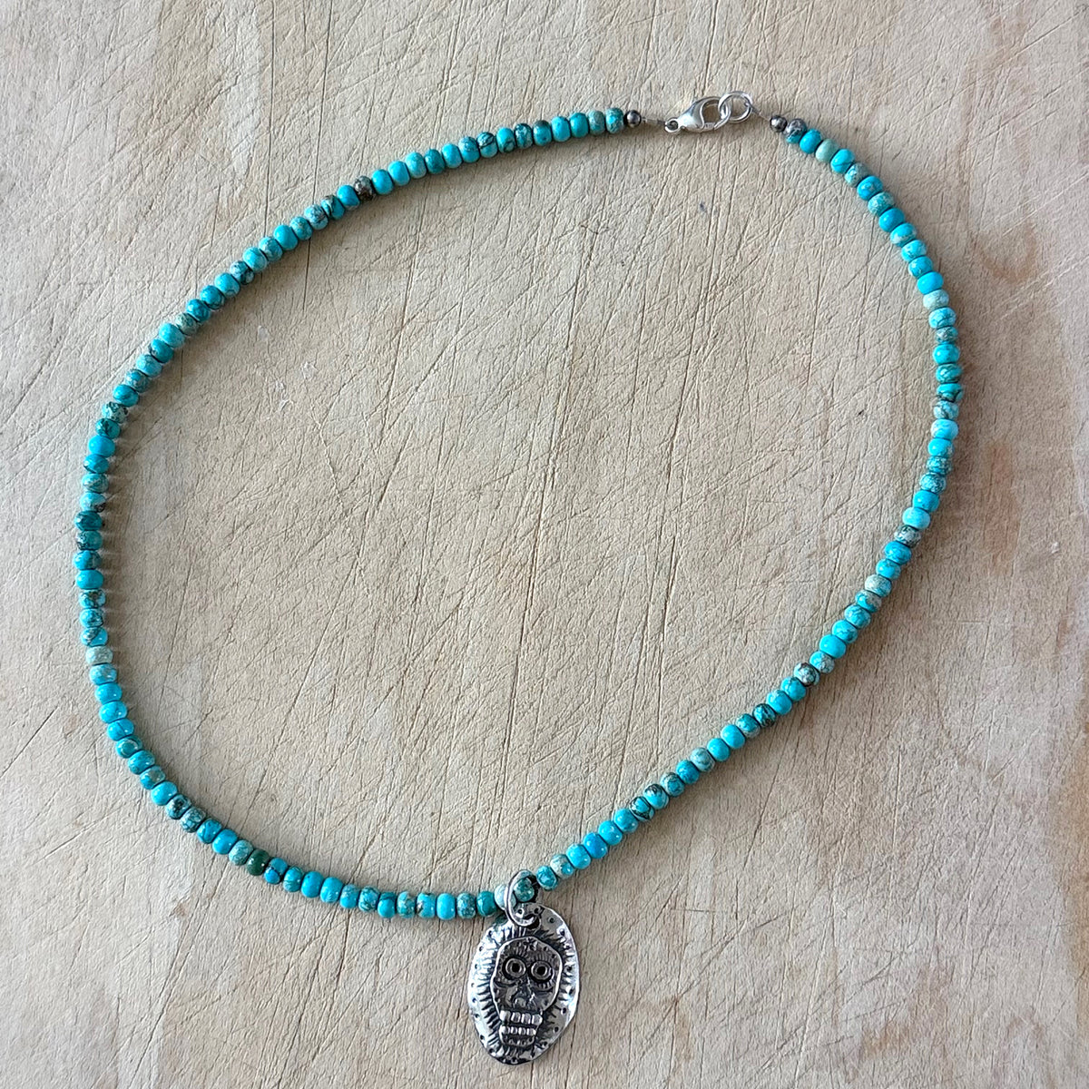 Silver Turquoise Sugar Skull Necklace Margaret Sullivan