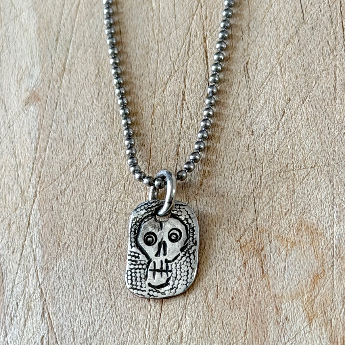 Silver Brass Skull Necklace Margaret Sullivan