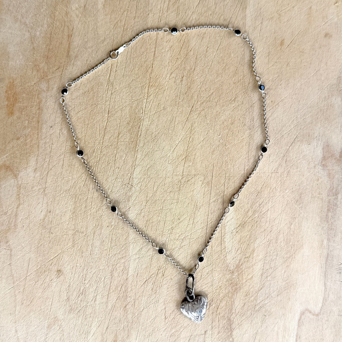Silver Puffy Skull Heart Necklace Margaret Sullivan