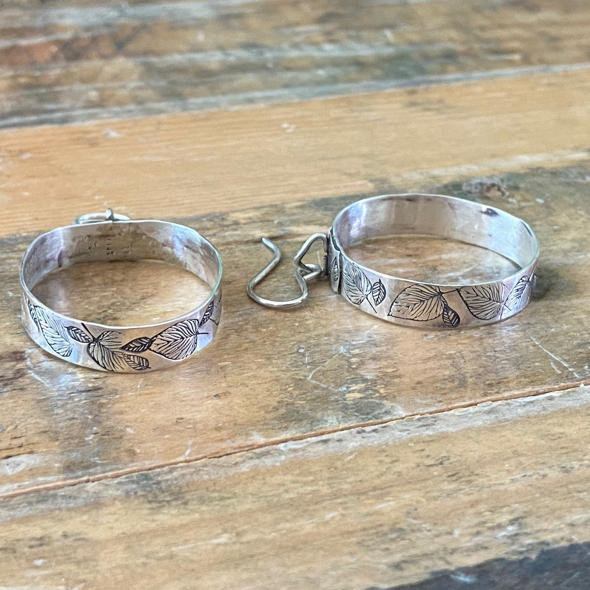 Silver Leaf Hoop Earrings Margaret Sullivan