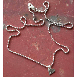 Fuck - Angry Heart Tiny Silver Necklace - 18" Chain Margaret Sullivan